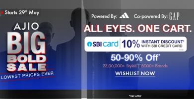 Ajio Big Bold Sale Offers- Upto 90% Off + Extra 10% Off With ICICI Credit Card On Fashion...